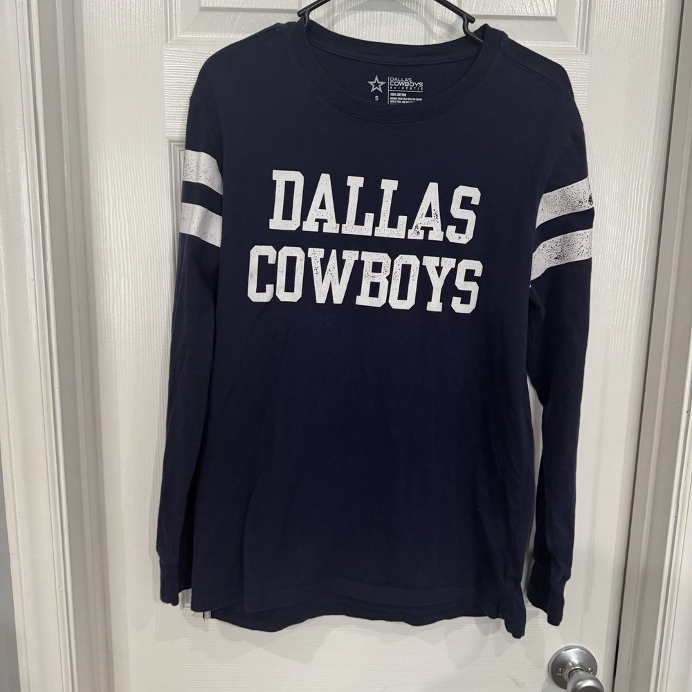 Dallas Cowboys Long Sleeve Shirt Navy Size Small Dak Prescott # 4 - Picture 1 of 6